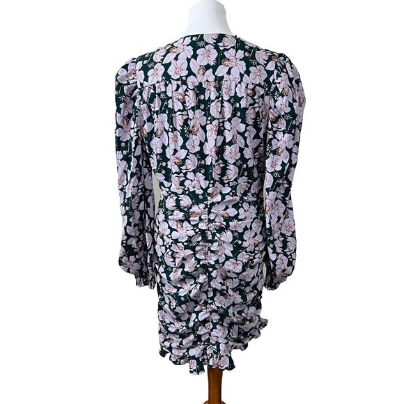 Miss Selfridge ASOS Floral Rouched Puff Sleeve Mini Dress Party Wedding Summer - Picture 5 of 9